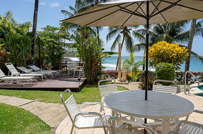 The pool deck and gardens at Black Rock Dreams